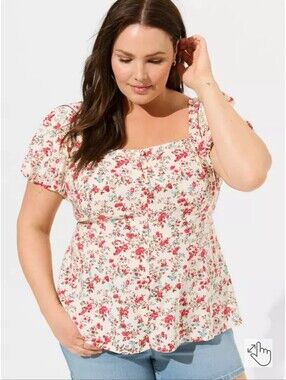 EUC Torrid Challis Puff Short Sleeve Top